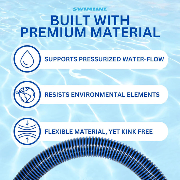 Swimline HydroTools 30’ Premium Spiral Wound Pool Vacuum Hose with Swivel Cuff