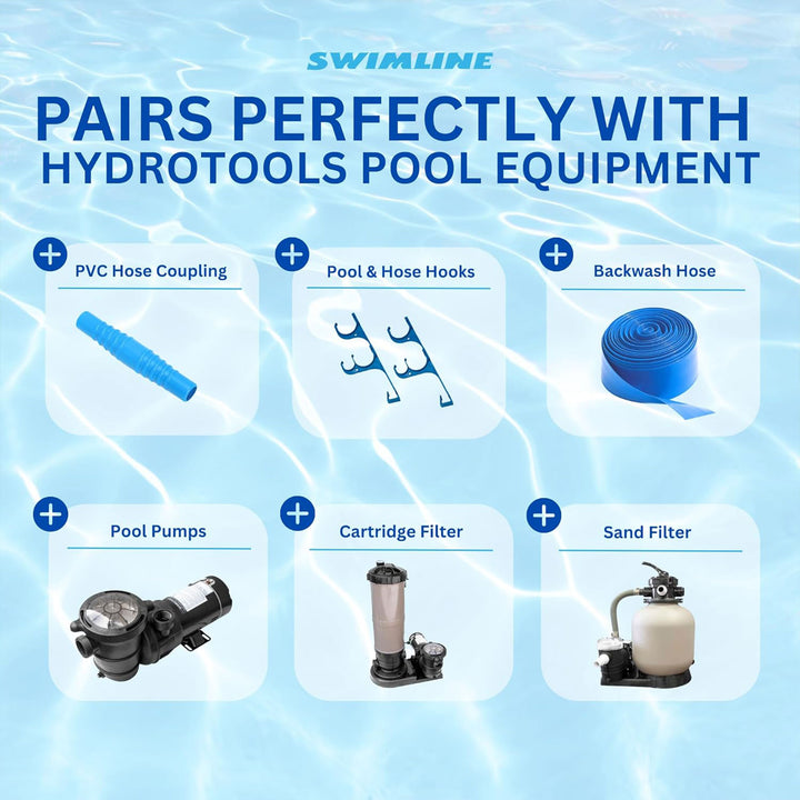 Swimline HydroTools 25’ Premium Spiral Wound Pool Vacuum Hose with Swivel Cuff
