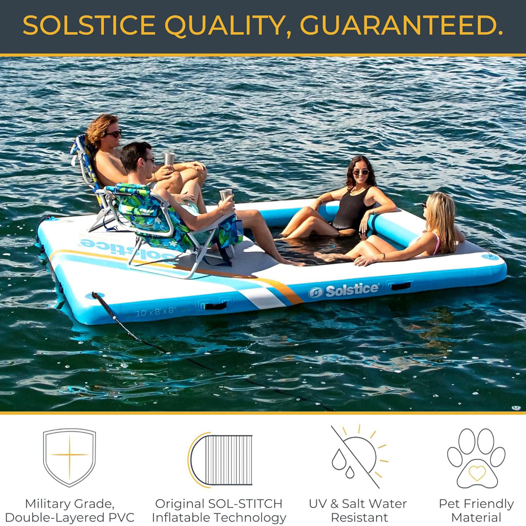 SOLSTICE Original Inflatable Mesh Dock Platform for Lake Boat Pool Ocean, 10'x8'