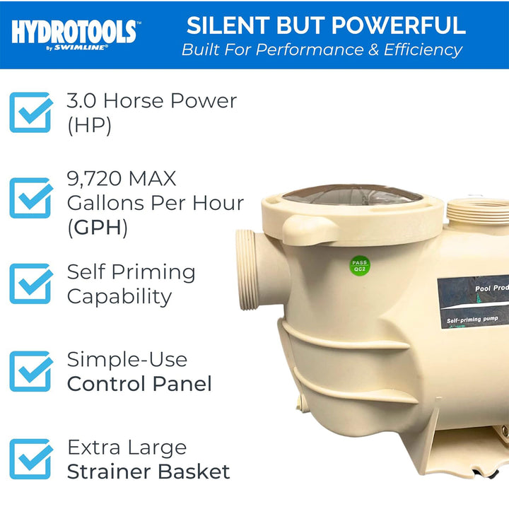 Swimline Hydrotools Variable Speed Self Priming 9720 GPH Filter Pump for Pools