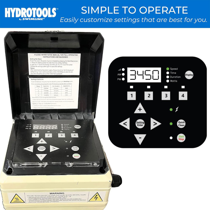 Swimline Hydrotools Variable Speed Self Priming 9720 GPH Filter Pump for Pools