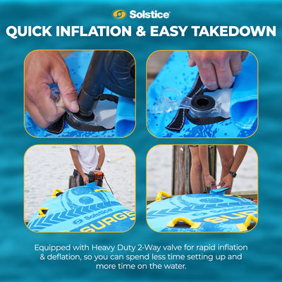 Solstice Surge Inflatable Towable 2-Person Water Sport Tube with 6 Handles - VMInnovations