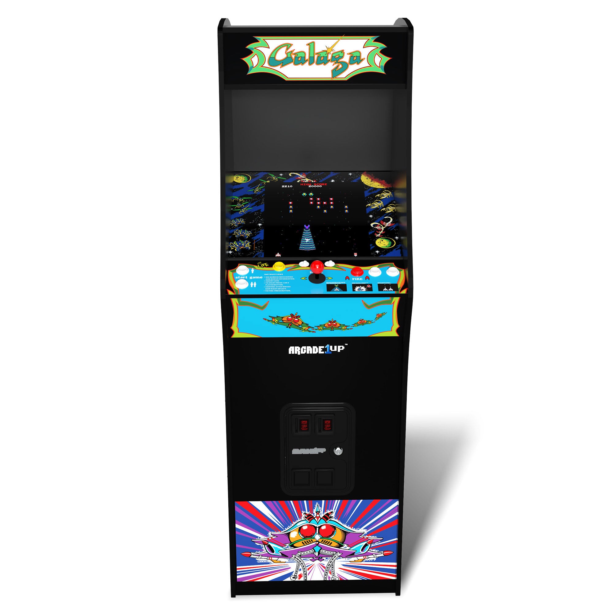 Arcade1Up Galaga Deluxe Arcade Machine Bundled w/ Adjustable Stool Bundle, Black