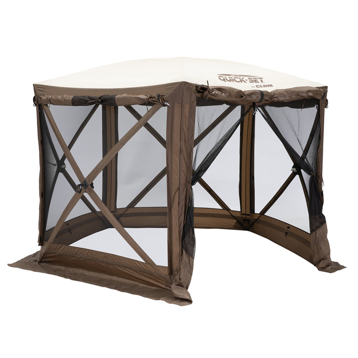 CLAM Quick-Set Adventure 9 x 9 Ft Portable Outdoor Camping Canopy, Brown (Used) - VMInnovations