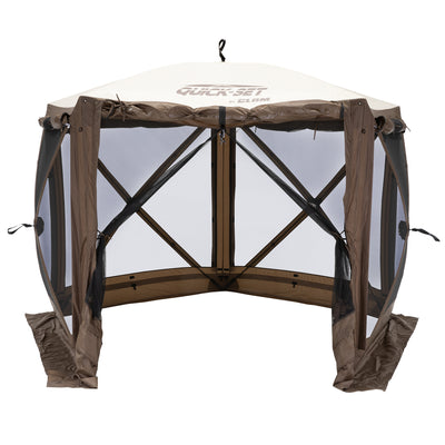 CLAM Quick-Set Adventure 9 x 9 Ft Portable Outdoor Camping Canopy, Brown (Used) - VMInnovations