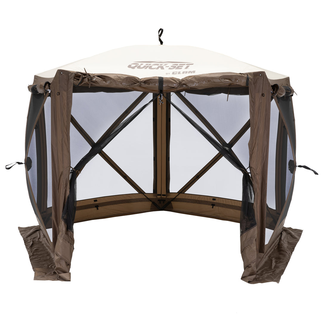 CLAM Quick-Set Adventure 9 x 9 Ft Portable Outdoor Camping Canopy, Brown (Used)