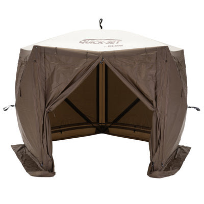 CLAM Quick-Set Adventure 9x9 Ft Portable Camping Canopy Shelter, Brown(Open Box) - VMInnovations
