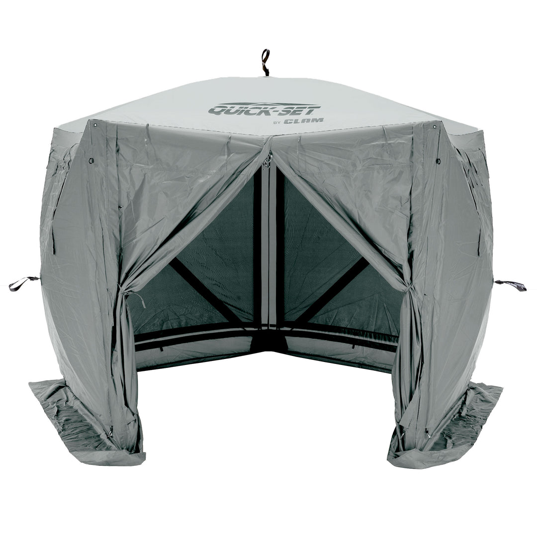 CLAM Quick-Set Adventure 9x9 Ft Portable Camping Canopy Shelter, Gray (Open Box)