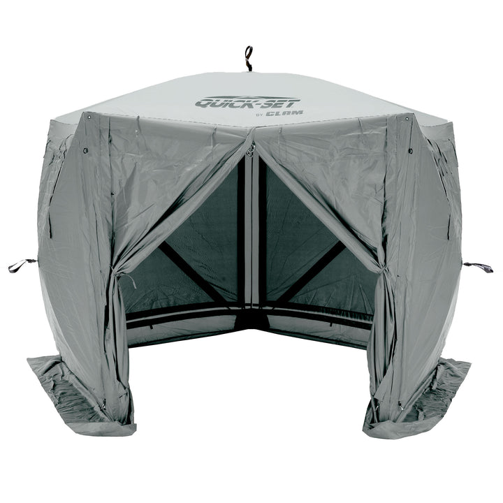 CLAM Quick-Set 9x9 Ft Portable Outdoor Camping Canopy Shelter, Gray (Used)