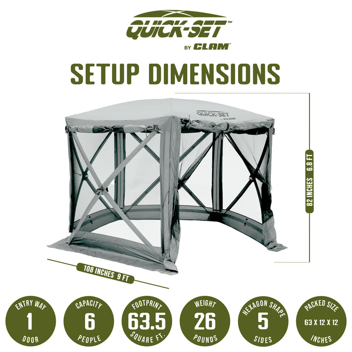 CLAM Quick-Set 9x9 Ft Portable Outdoor Camping Canopy Shelter, Gray (Used) - VMInnovations