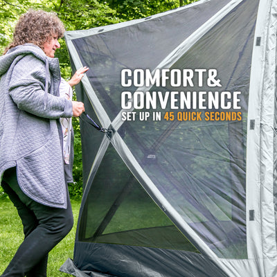 CLAM Quick-Set Adventure 9x9 Ft Portable Camping Canopy Shelter, Gray (Open Box)