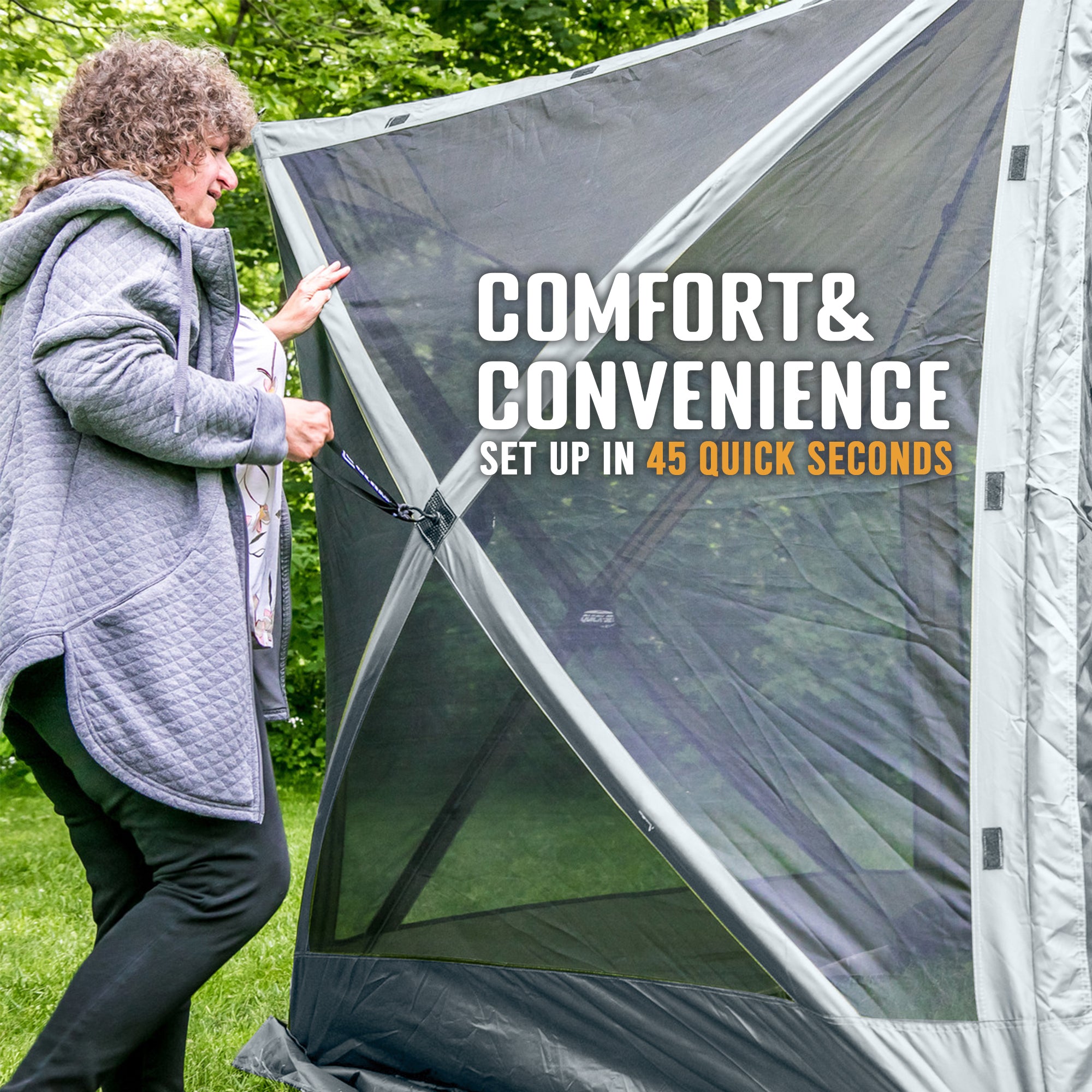 CLAM Quick-Set Adventure 9x9 Ft Portable Camping Canopy Shelter, Gray (Open Box)