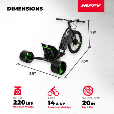 Huffy Green Machine Drift Trike 250W 36V Electric Kart, Ages 14+, Black (Used) - VMInnovations