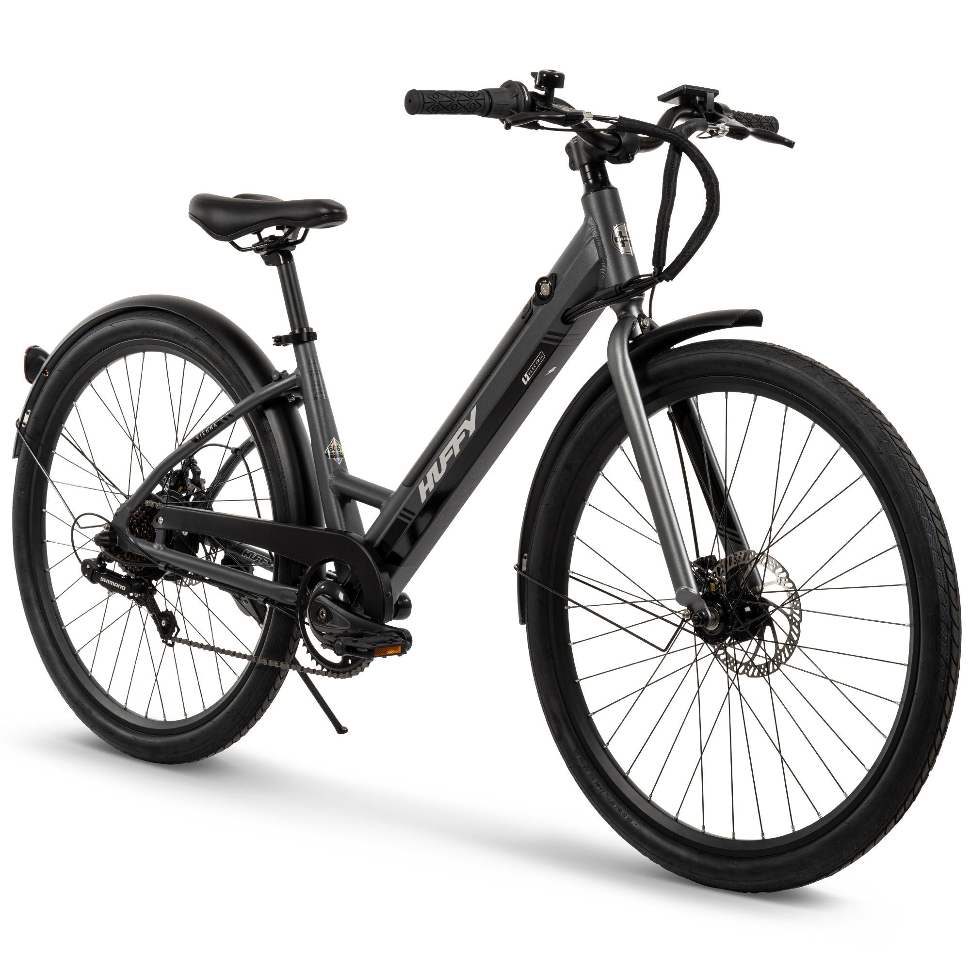 Huffy Vienna EBike for Adults, 27.5 Inch Electric Comfort Bike, Matte Storm - VMInnovations