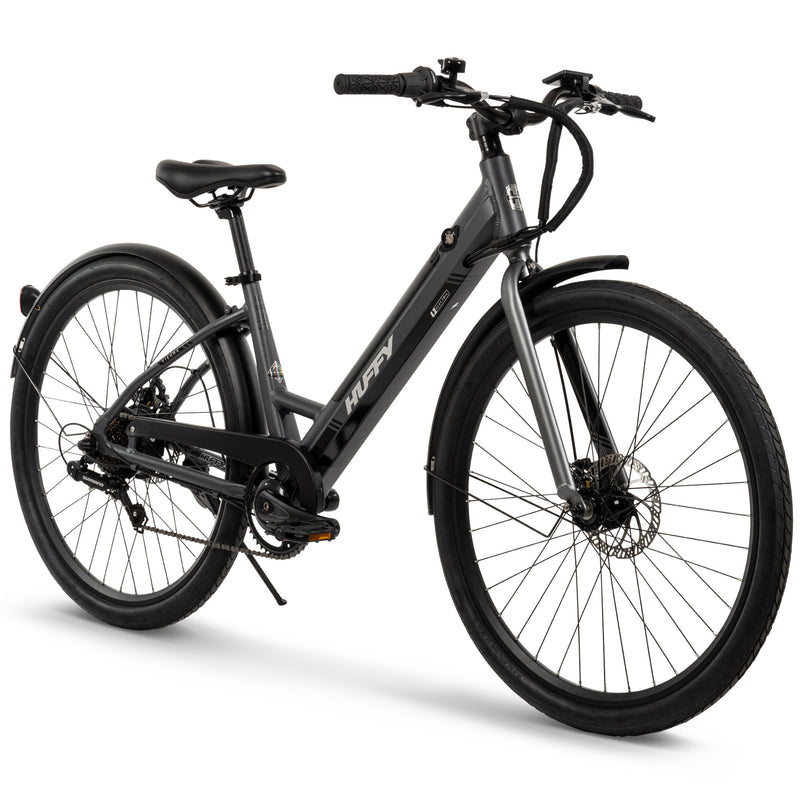 Huffy Vienna EBike for Adults, 27.5 Inch Electric Comfort Bike, Matte Storm