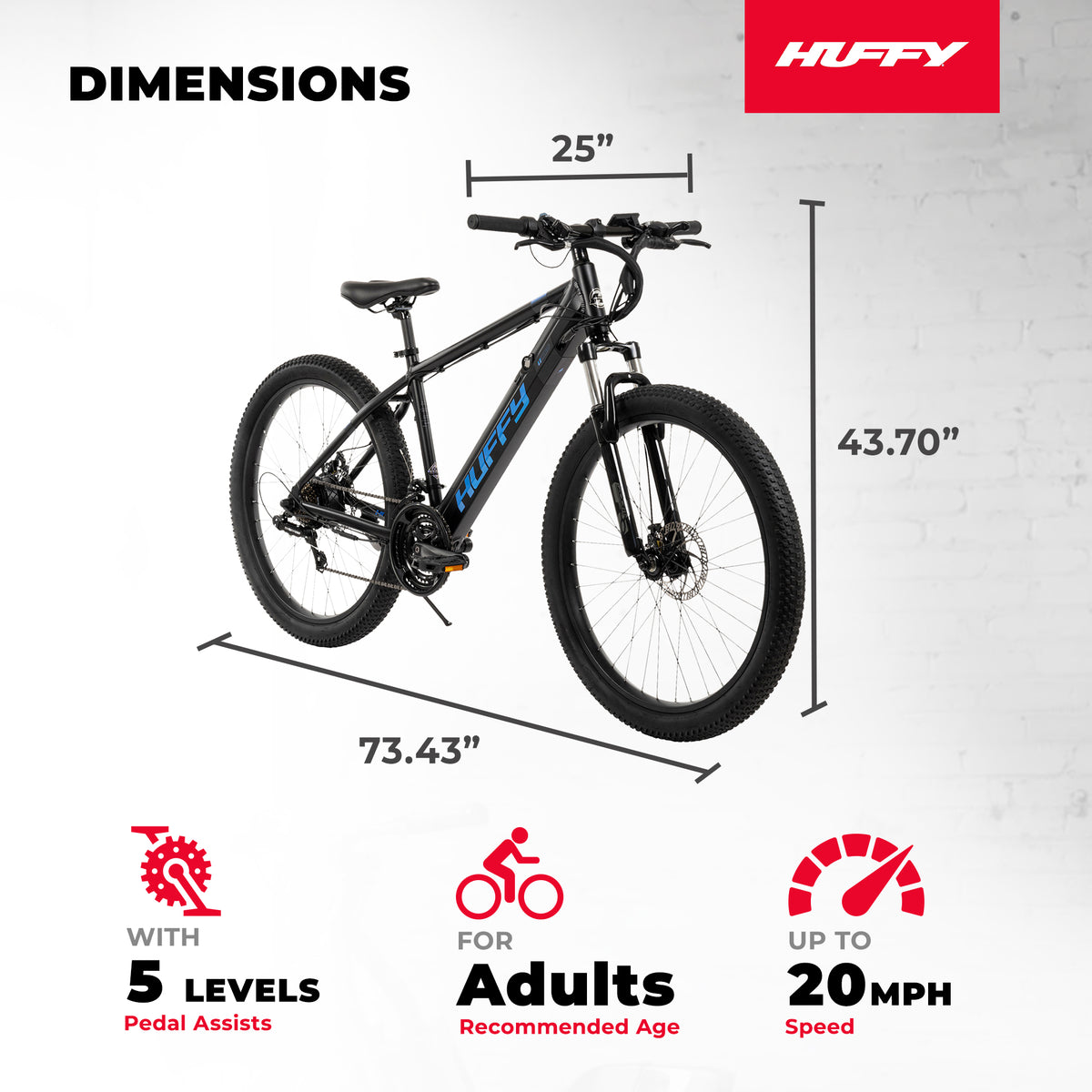 Huffy Eventis EBike for Adults, 27.5 Inch Electric Mountain Bike, Black (Used) - VMInnovations