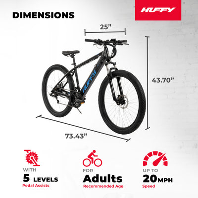 Huffy Eventis EBike for Adults, 27.5 Inch Electric Mountain Bike, Matte Black (For Parts)