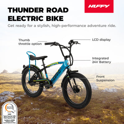 Huffy 20" Thunder Road 250W Motor Outdoor Electric Bike, Ages 13+, Teal/Black - VMInnovations