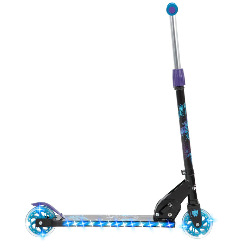 Huffy Marvel Black Panther Electro Light Inline Scooter for Kids, Black/Blue