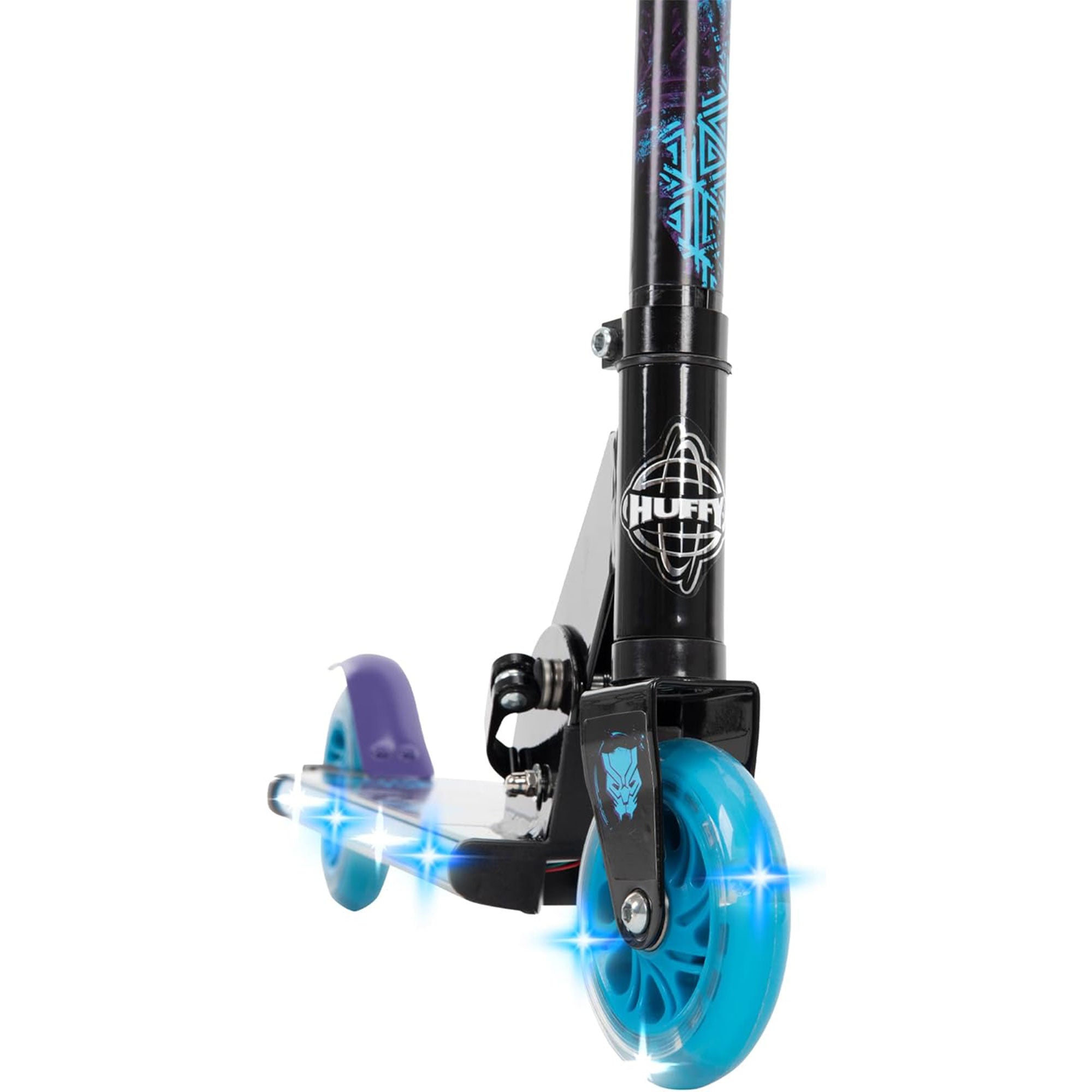 Huffy Marvel Black Panther Electro Light Inline Scooter for Kids, Black/Blue - VMInnovations