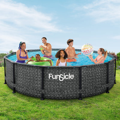 Funsicle 12' x 36" Oasis Designer Above Ground Pool, Dark Herringbone (Open Box)