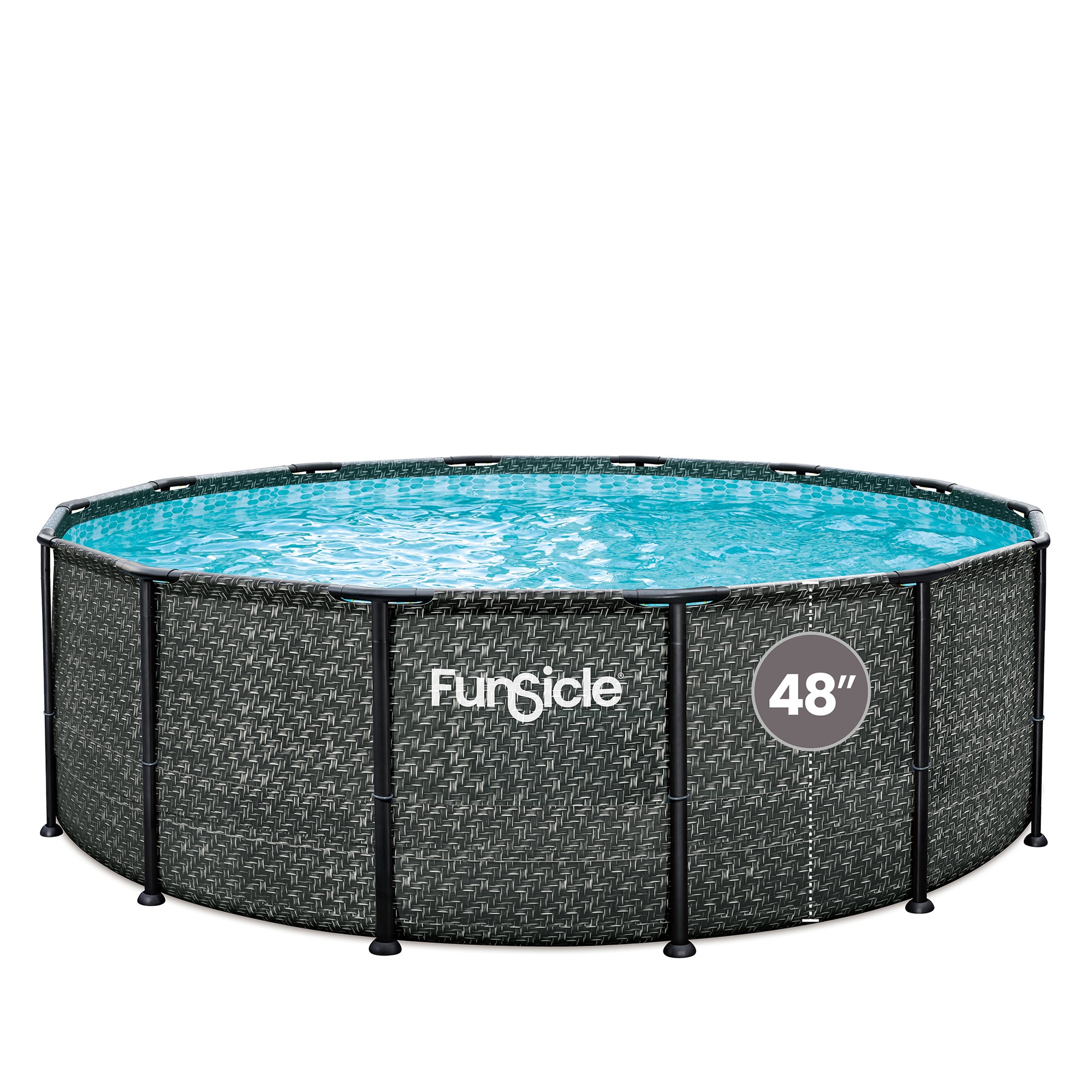 Funsicle 14' x 48" Oasis Designer Round Above Ground Pool,Dark Herringbone(Used) - VMInnovations