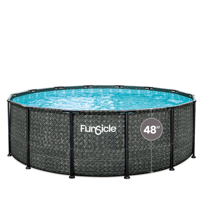 Funsicle 14' x 48" Oasis Designer Round Above Ground Pool,Dark Herringbone(Used) - VMInnovations