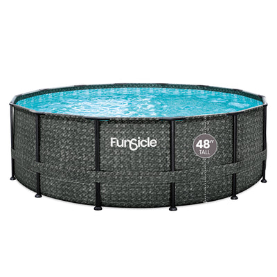 Funsicle 14' x 48" Oasis Designer Round Above Ground Pool,Dark Herringbone(Used) - VMInnovations