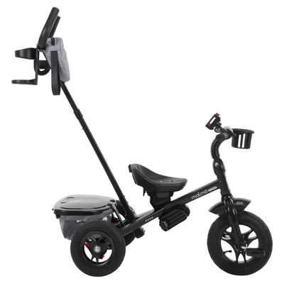 Huffy Malmo Luxe 4 in 1 Canopy Tricycle w/ Push Handle for Toddlers, Gray/Black