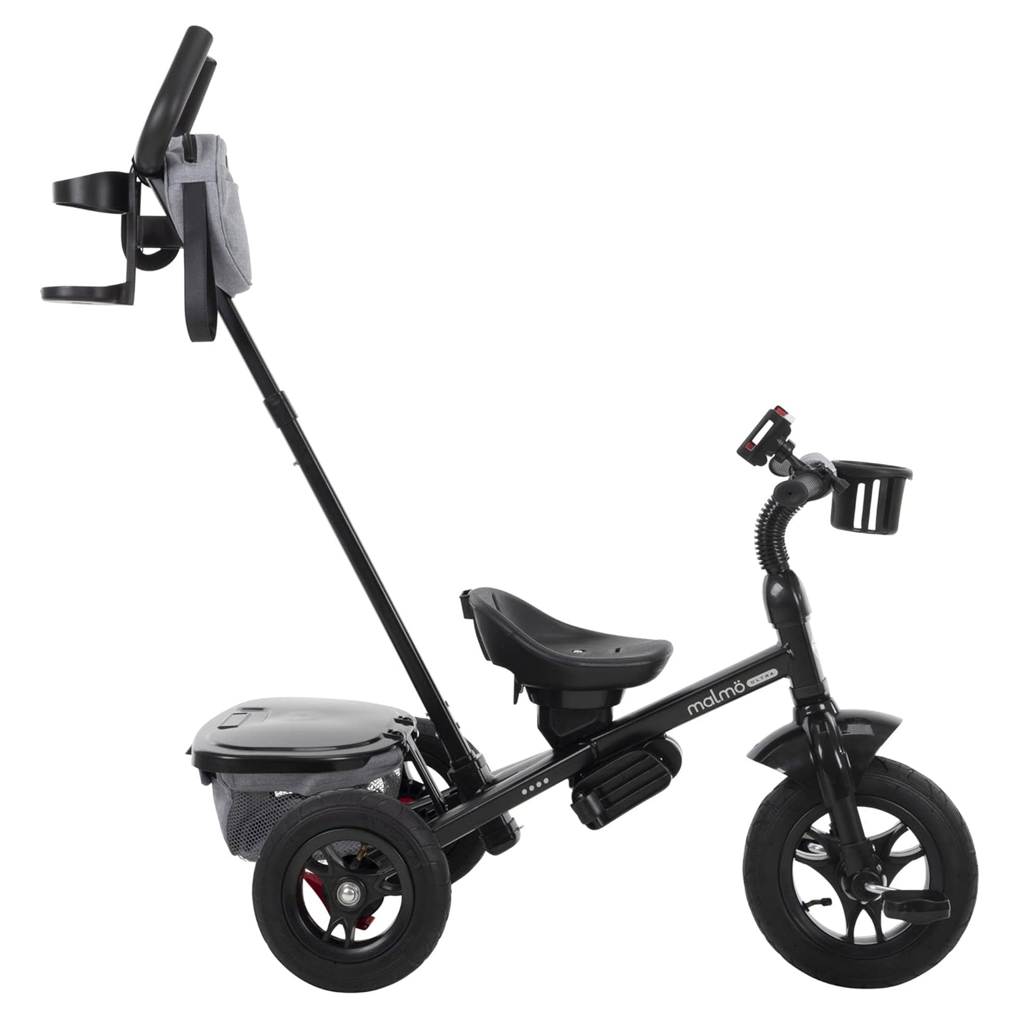 Huffy Malmo 4 in 1 Canopy Tricycle w/ Push Handle for Toddlers, Gray/Black(Used) - VMInnovations