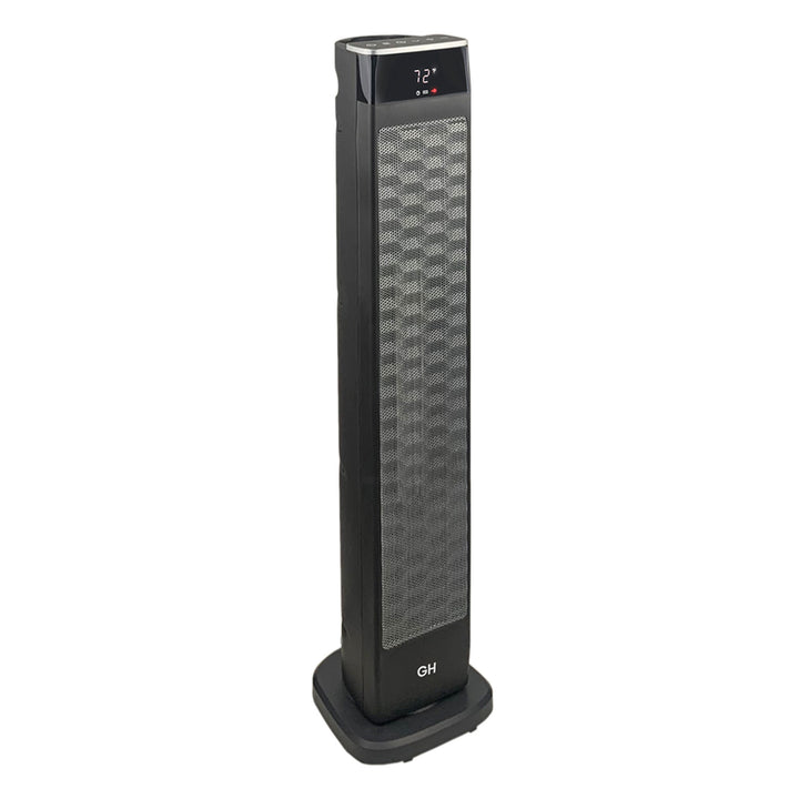 Good Housekeeping 30" Ceramic Tower Space Heater with Remote, Oscillating, Black