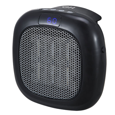 Good Housekeeping Wall-Mount Indoor Mini Space Heater w/ Thermostat, 750W, Black