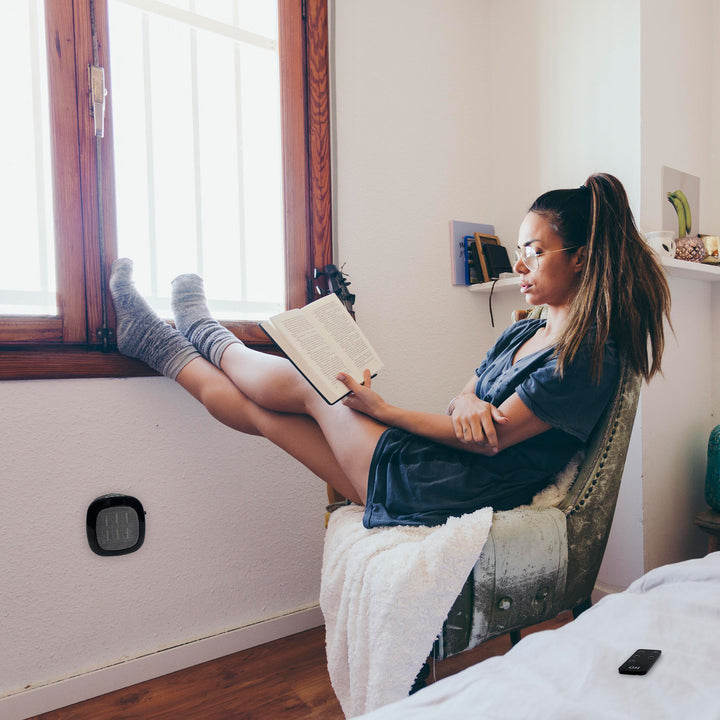 Good Housekeeping Wall-Mount Indoor Space Heater w/Thermostat, 750W, Black(Used) - VMInnovations