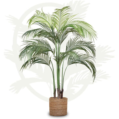 Maia Shop Palm Tree 3.2 Foot Faux Plant, Fake Silk Tree with Realistic Leaves