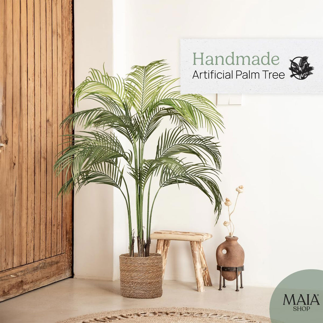 Maia Shop Palm Tree 3.2 Foot Faux Plant, Fake Silk Tree with Realistic Leaves