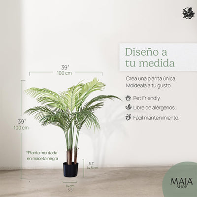 Maia Shop Palm Tree 3.5 Foot Faux Plant, Fake Silk Tree with Realistic Leaves - VMInnovations