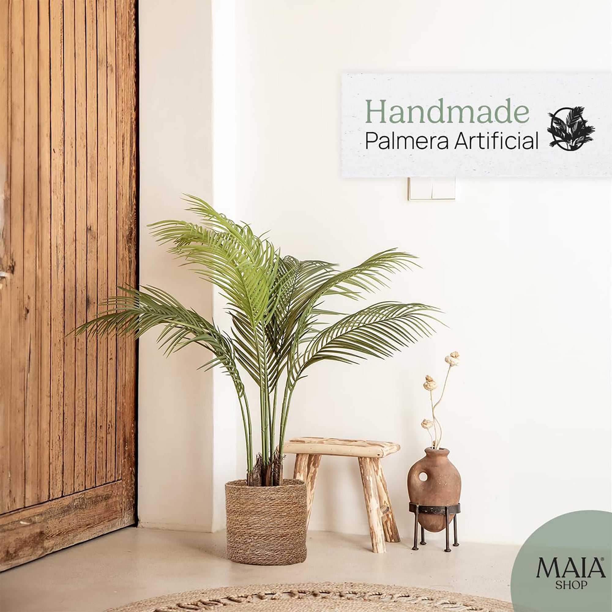 Maia Shop Palm Tree 3.5 Foot Faux Plant, Fake Silk Tree with Realistic Leaves - VMInnovations