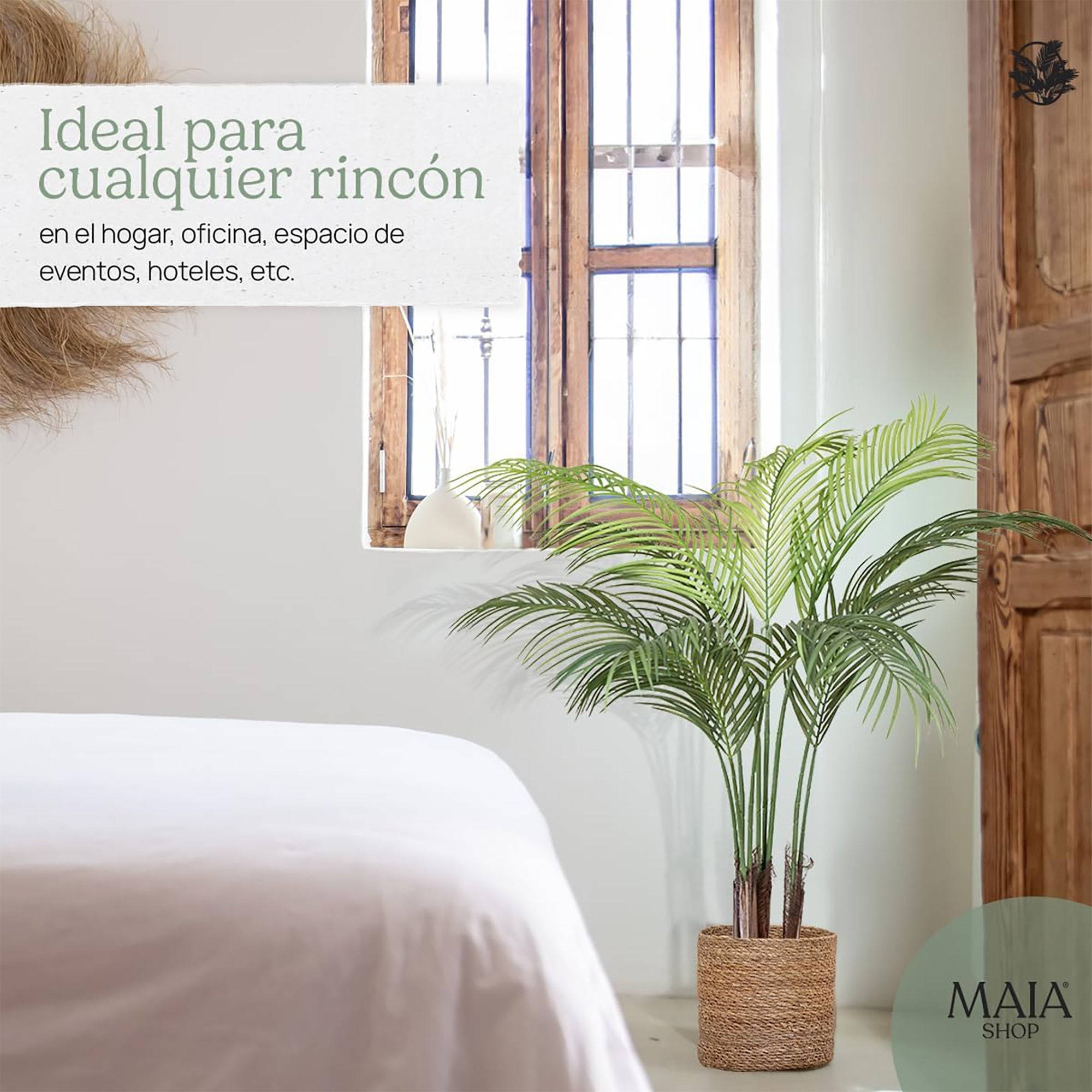 Maia Shop Palm Tree 3.5 Foot Faux Plant, Fake Silk Tree with Realistic Leaves - VMInnovations