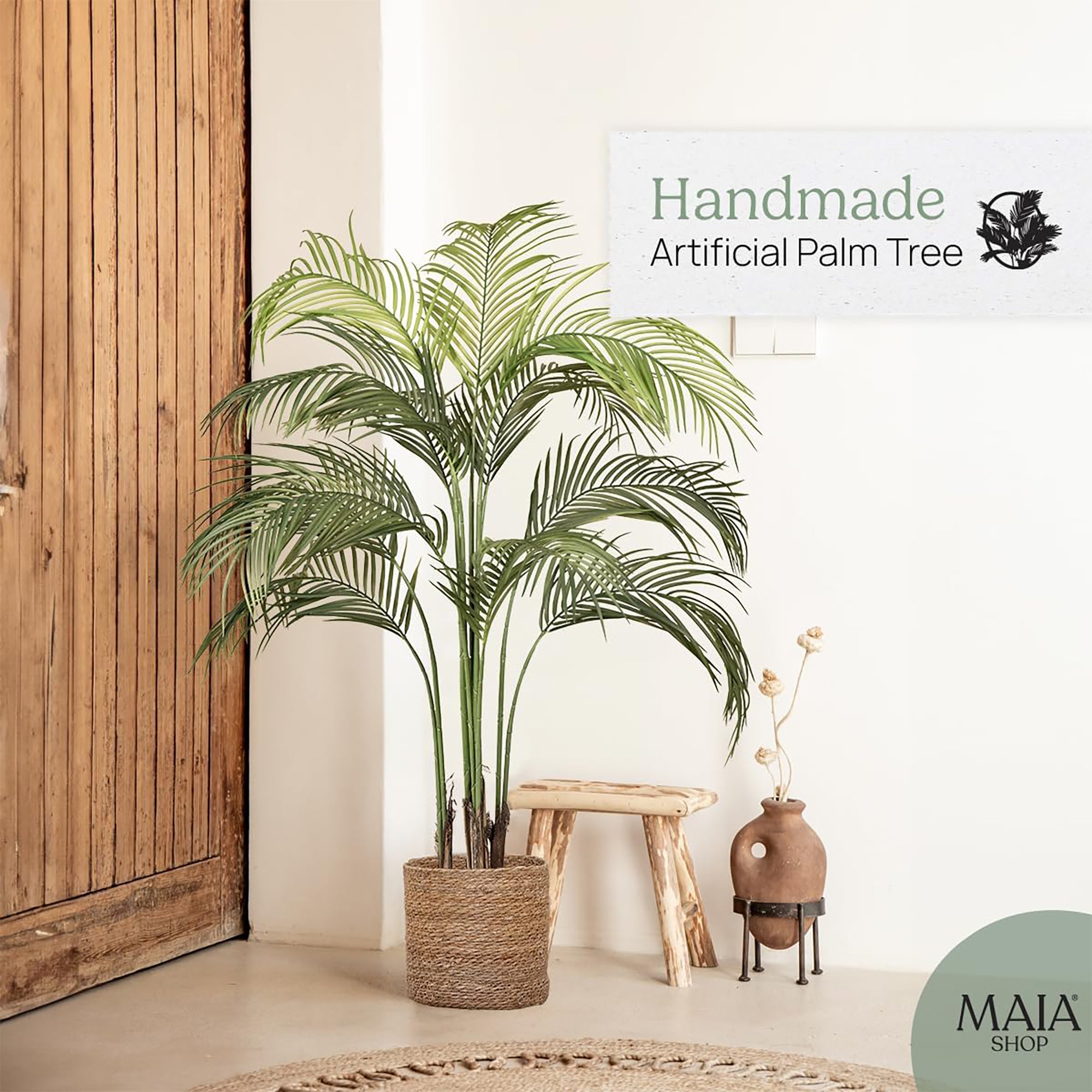 Maia Shop Palm Tree 5 Foot Tall Faux Plant, Fake Silk Tree (Open Box)