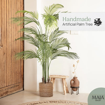Maia Shop Palm Tree 6 Foot Faux Plant, Fake Silk Tree with Realistic Leaves - VMInnovations