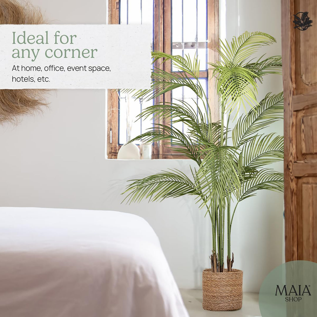 Maia Shop Palm Tree 6' Faux Plant, Fake Silk Tree w/ Realistic Leaves (Open Box)