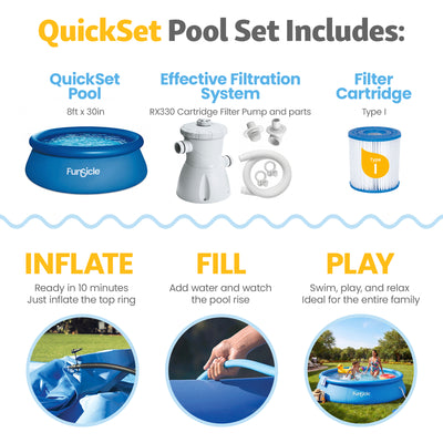 Funsicle QuickSet Inflatable Ring Top Outdoor Above Ground Pool w/Pump (Used)