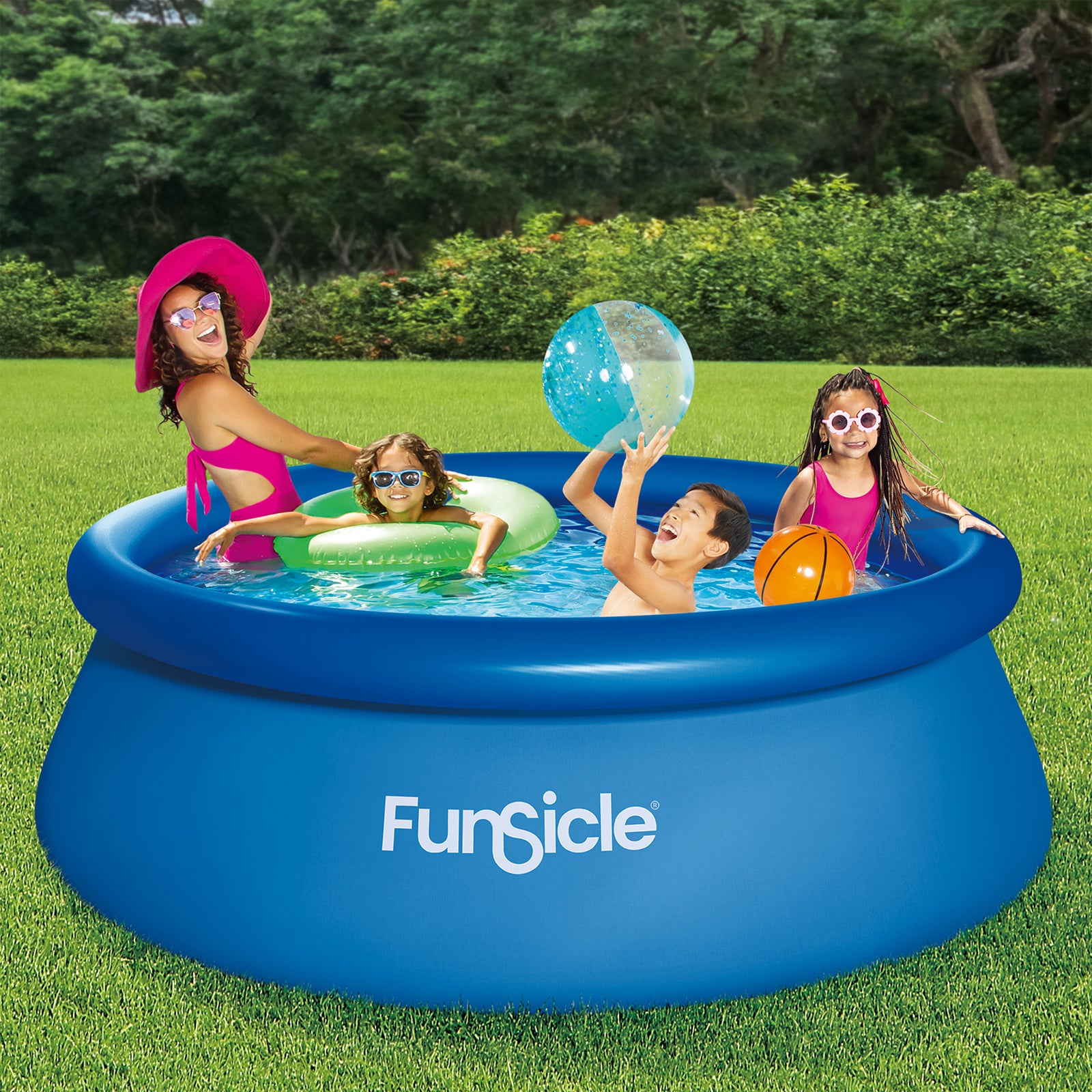 Funsicle 8' x 30" QuickSet Inflatable Ring Top Outdoor Above Ground Pool w/ Pump - VMInnovations