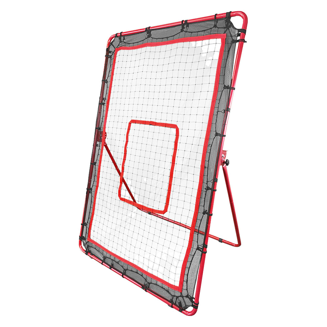 Hit Run Steal Heavy Duty Baseball/Softball Pitchback Net w/ Adjustable Legs, Red