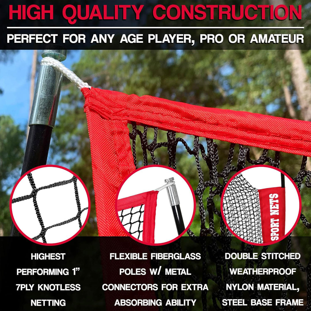 Hit Run Steal 10x7 Feet Golf Hitting Net for Indoor/Outdoor Use, Red/Black(Used)