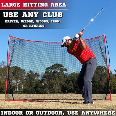 Hit Run Steal 10x7ft Golf Hitting Net for Indoor/Outdoor Use,Red/Black(Open Box)