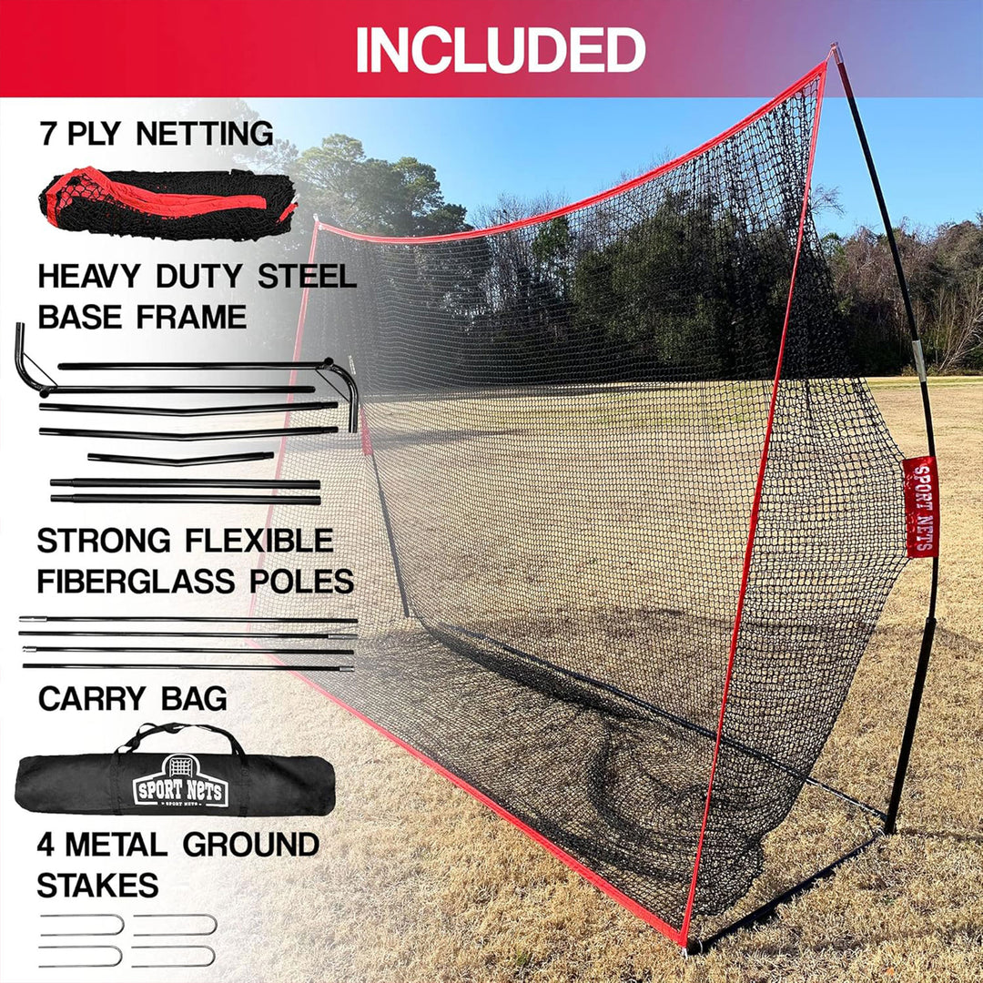 Hit Run Steal 10x7 Golf Hitting Net for Indoor/Outdoor Use, Red/Black(For Parts)