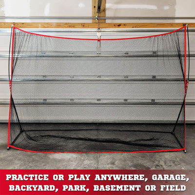 Hit Run Steal 10x7 Golf Hitting Net for Indoor/Outdoor Use, Red/Black(For Parts) - VMInnovations