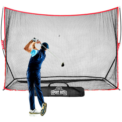 Hit Run Steal 10x7 Golf Hitting Net for Indoor/Outdoor Use, Red/Black(For Parts) - VMInnovations