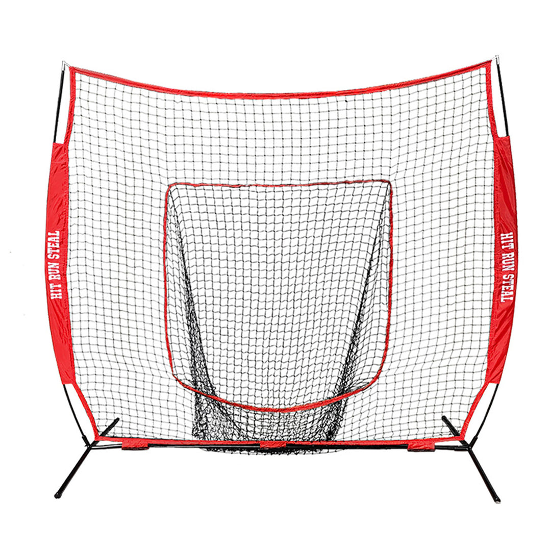 Hit Run Steal Heavy Duty Softball Baseball Net w/Carrying Bag, Red (Used)